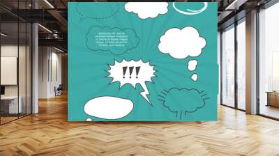 Comic speech bubble balloon expression explosion boom boom bang retro pop art graphic design vector formatt Wall mural