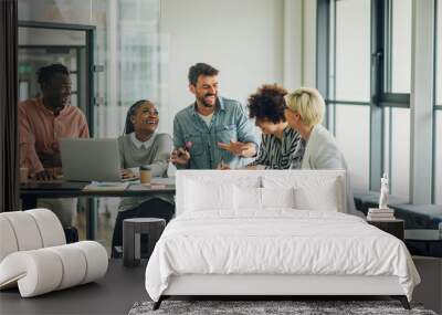 Multiracial business team having a meeting in an office Wall mural