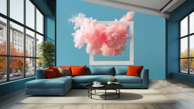 Abstract pastel pink color paint with pastel blue background.. Fluid composition with copy space. Minimal natural luxury. Wall mural