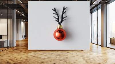 Christmas decoration with reindeer antlers. Minimal holiday conc Wall mural