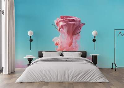 pink rose flower with pastel ink. creative abstract spring nature. summer bloom concept. Wall mural