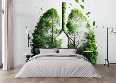 Tree branches shaped like human lungs, forest protection ecology illustration. Wall mural