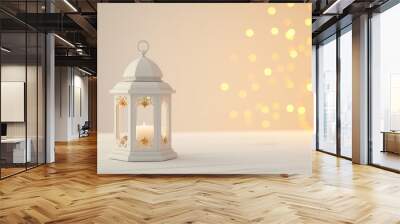 arabic lantern in white with white background. modern minimal design concept Wall mural