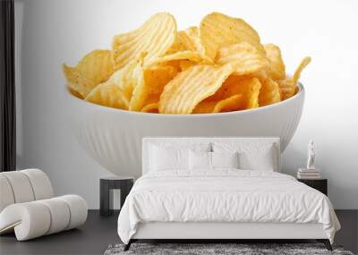 potato chips in a white bowl Wall mural