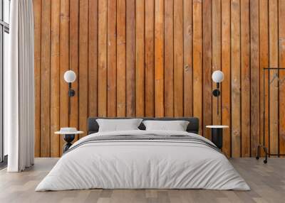 Brown narrow wooden plank wall background Wall mural