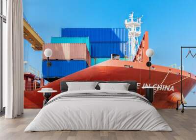 Trade war , Made in China smart logistic concept. Shipping Cargo ship business Container import and export company for Logistics and Transportation. Factory move from china. Wall mural