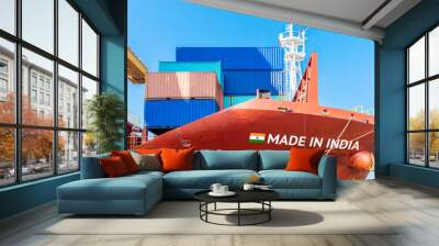 Trade war , Made in India smart logistic concept. Shipping Cargo ship business Container import and export company for Logistics and Transportation. Chinese investment toward Southeast Asia. Wall mural