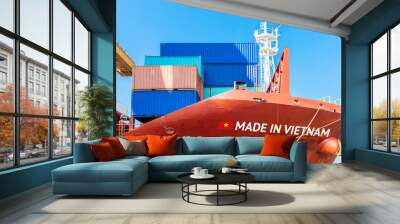 Trade war , Made in Vietnam smart logistic concept. Shipping Cargo ship business Container import and export company for Logistics and Transportation.Chinese investment toward Southeast Asia. Wall mural