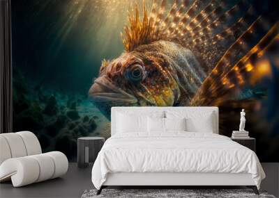 fish in the aquarium with water bg Wall mural