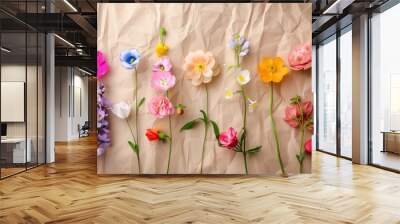 beautiful spring flowers on paper background 32k, full ultra hd, high resolution -- Wall mural