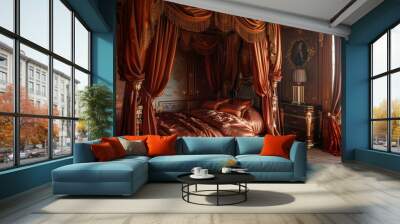 luxury hotel room with bed Wall mural