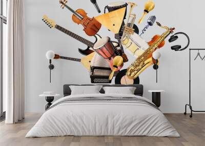 A variety of musical instruments in beautiful flight Wall mural