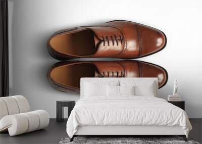 Brown leather men's shoes in classic style Wall mural