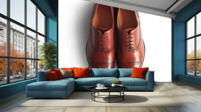 Brown leather men's shoes in classic style Wall mural