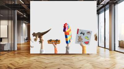 Children holding toys, concept of the childhood Wall mural