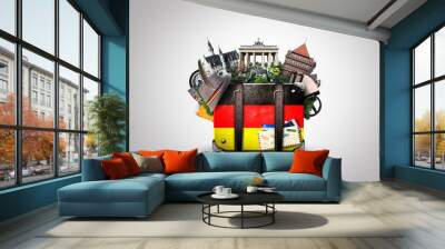 Germany, german landmarks, travel and retro suitcase Wall mural