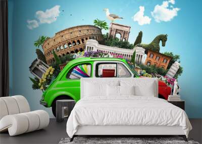 italy, attractions italy and retro italian car Wall mural