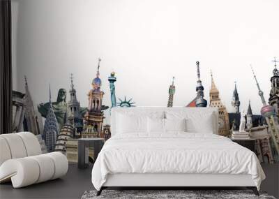 Travel around the world, world landmarks, tourism, background Wall mural