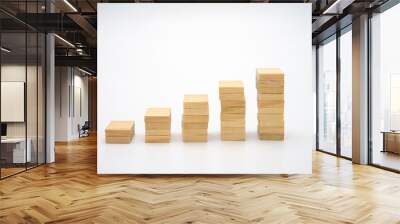 Money, Financial, Business Growth concept, stack of wood Investment Analysis Or investment. The concept of being the number one business in the world stands at its peak. Wall mural