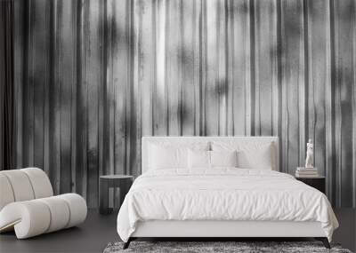 Wall made of gray metal sheet. Zinc-like Used as a fence to divide construction. modern style background, industrial architecture detail display and montage of product with copy spaces. Wall mural