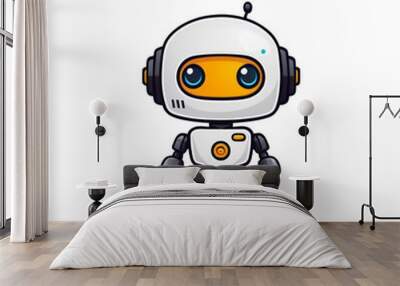 Collection of Cute Little Robot Logo Designs Isolated Wall mural