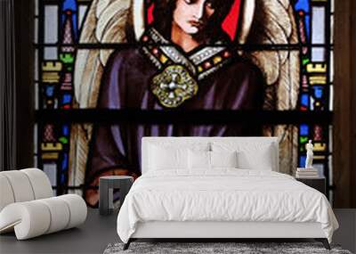 Angel, stained glass window from Saint Germain-l'Auxerrois church in Paris, France Wall mural