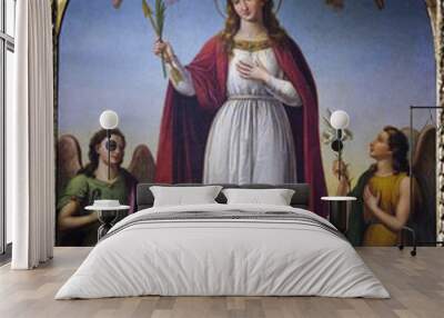 Saint Philomena flanked by two angels by Stefano Lembi, San Michele in Foro church in Lucca, Tuscany, Italy Wall mural