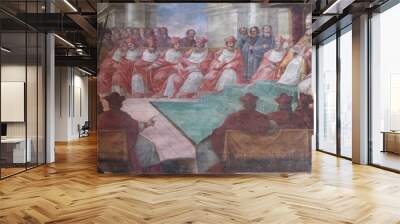 The Council of Mantua of 1459, fresco in Mantua Cathedral, Italy  Wall mural