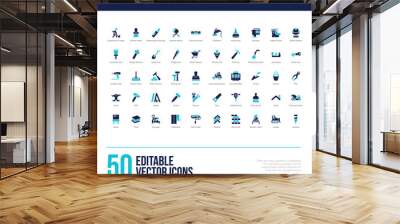 50 construction tools concept filled icons Wall mural