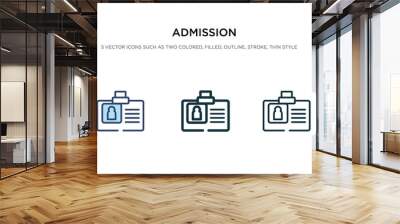 admission icon in different style vector illustration. two colored and black admission vector icons designed in filled, outline, line and stroke style can be used for web, mobile, ui Wall mural