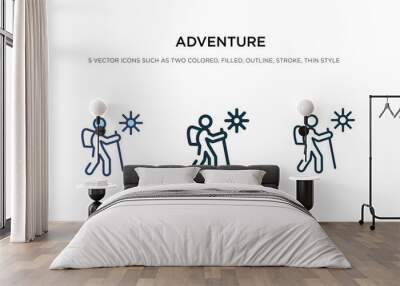 adventure icon in different style vector illustration. two colored and black adventure vector icons designed in filled, outline, line and stroke style can be used for web, mobile, ui Wall mural