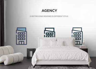 agency icon in different style vector illustration. two colored and black agency vector icons designed in filled, outline, line and stroke style can be used for web, mobile, ui Wall mural