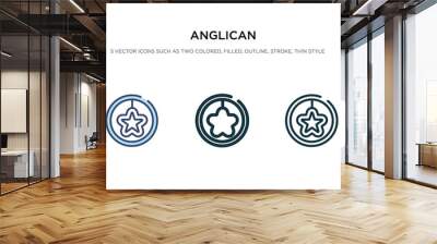 anglican icon in different style vector illustration. two colored and black anglican vector icons designed in filled, outline, line and stroke style can be used for web, mobile, ui Wall mural