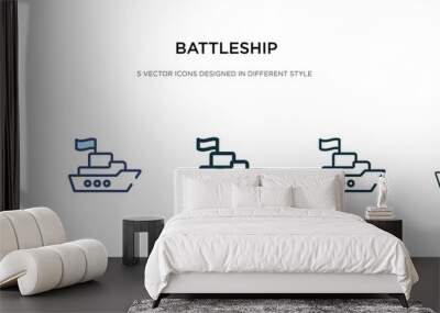 battleship icon in different style vector illustration. two colored and black battleship vector icons designed in filled, outline, line and stroke style can be used for web, mobile, ui Wall mural