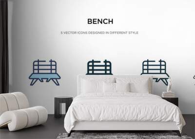 bench icon in different style vector illustration. two colored and black bench vector icons designed in filled, outline, line and stroke style can be used for web, mobile, ui Wall mural