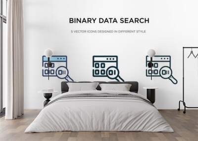 binary data search icon in different style vector illustration. two colored and black binary data search vector icons designed in filled, outline, line and stroke style can be used for web, mobile, Wall mural