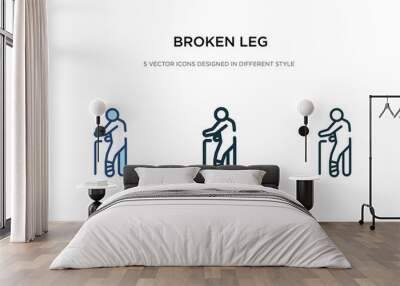 broken leg icon in different style vector illustration. two colored and black broken leg vector icons designed in filled, outline, line and stroke style can be used for web, mobile, ui Wall mural