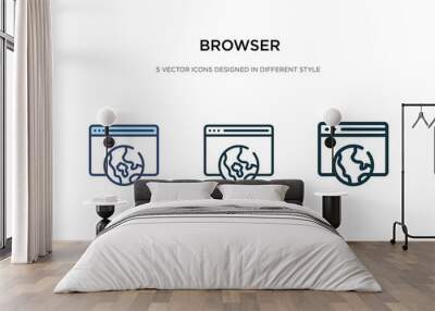 browser icon in different style vector illustration. two colored and black browser vector icons designed in filled, outline, line and stroke style can be used for web, mobile, ui Wall mural