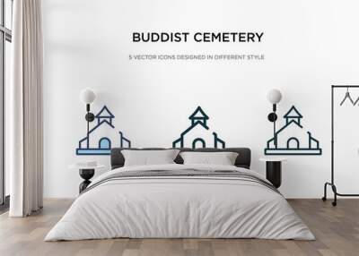 buddist cemetery icon in different style vector illustration. two colored and black buddist cemetery vector icons designed in filled, outline, line and stroke style can be used for web, mobile, ui Wall mural