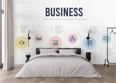 business concept infographic design template. included chief executive officer, information, maze game, money investment, business graph, one dollar coins icons Wall mural