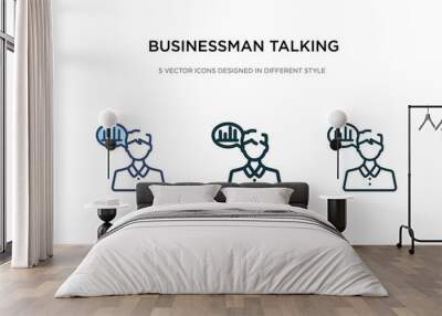 businessman talking about data analysis icon in different style vector illustration. two colored and black businessman talking about data analysis vector icons designed in filled, outline, line and Wall mural