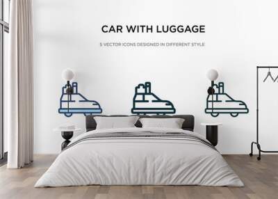 car with luggage icon in different style vector illustration. two colored and black car with luggage vector icons designed in filled, outline, line and stroke style can be used for web, mobile, ui Wall mural