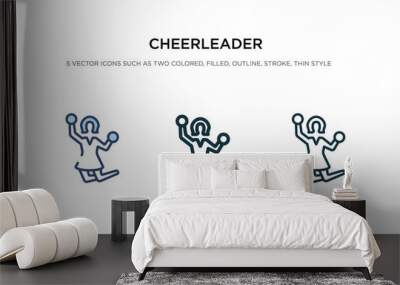 cheerleader icon in different style vector illustration. two colored and black cheerleader vector icons designed in filled, outline, line and stroke style can be used for web, mobile, ui Wall mural