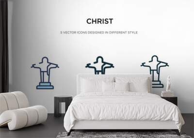 christ icon in different style vector illustration. two colored and black christ vector icons designed in filled, outline, line and stroke style can be used for web, mobile, ui Wall mural