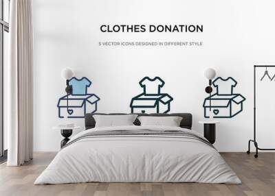 clothes donation icon in different style vector illustration. two colored and black clothes donation vector icons designed in filled, outline, line and stroke style can be used for web, mobile, ui Wall mural