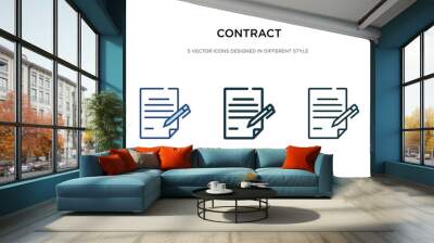 contract icon in different style vector illustration. two colored and black contract vector icons designed in filled, outline, line and stroke style can be used for web, mobile, ui Wall mural