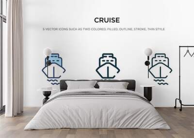 cruise icon in different style vector illustration. two colored and black cruise vector icons designed in filled, outline, line and stroke style can be used for web, mobile, ui Wall mural