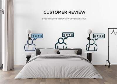 customer review icon in different style vector illustration. two colored and black customer review vector icons designed in filled, outline, line and stroke style can be used for web, mobile, ui Wall mural