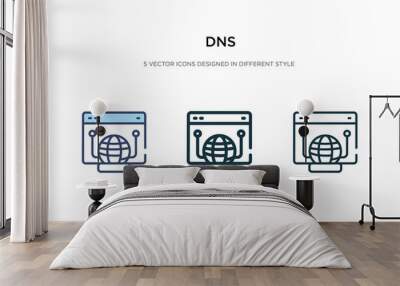 dns icon in different style vector illustration. two colored and black dns vector icons designed in filled, outline, line and stroke style can be used for web, mobile, ui Wall mural