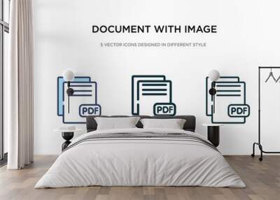 document with image and content icon in different style vector illustration. two colored and black document with image and content vector icons designed in filled, outline, line stroke style can be Wall mural